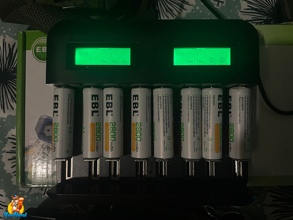 EBL 8PCS Piles Rechargeables AA 2800mAh+ Chargeur de Piles 8 Slots